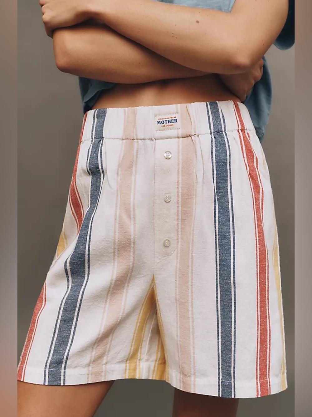 NWT MOTHER The Freeballer Boxer Short It’s a Vine Line Stripe Size XS